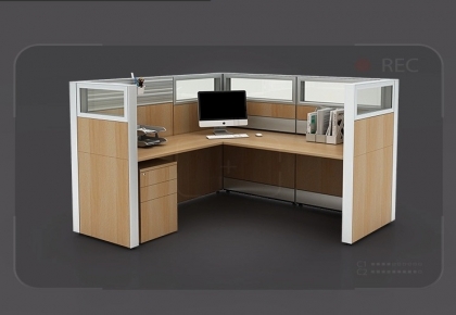 Vách ngăn bàn làm việc gỗ kính 1 nhân viên